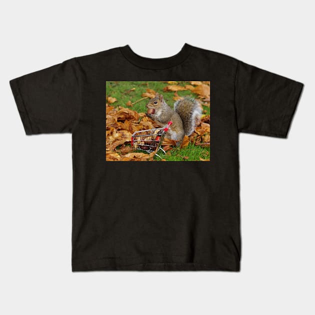 squirrel with shopping cart Kids T-Shirt by Simon-dell